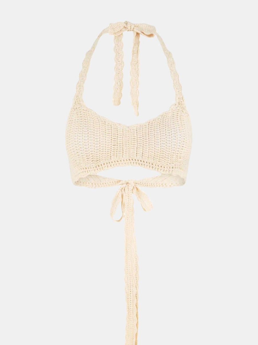 Clothing SPELL Tanks | Salina Crochet Crop Top Natural