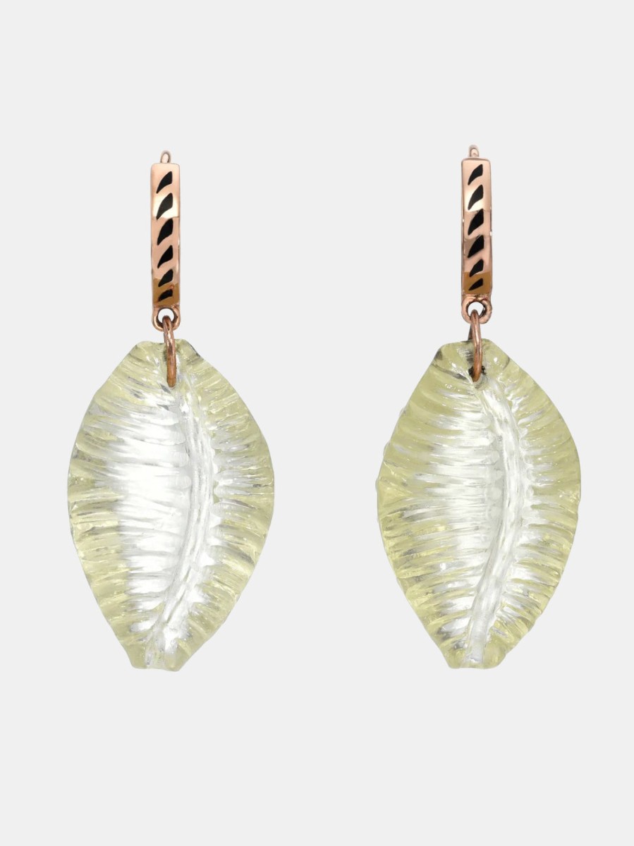 Accessories DEZSO Pendants | Postulata Shark Fin Hoops Lemon Quartz