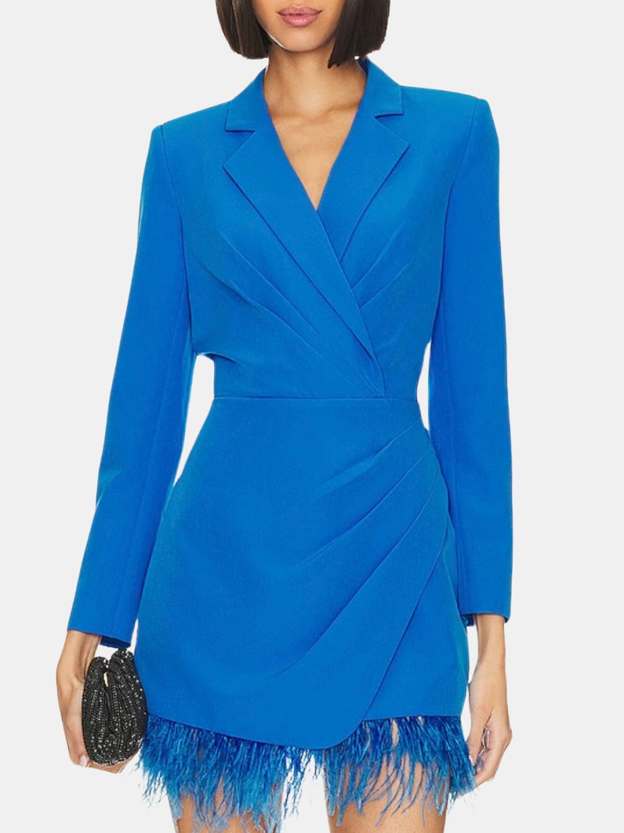 Clothing SAYLOR Mini | Cyrena Feather Suiting Mini Dress Electric Blue