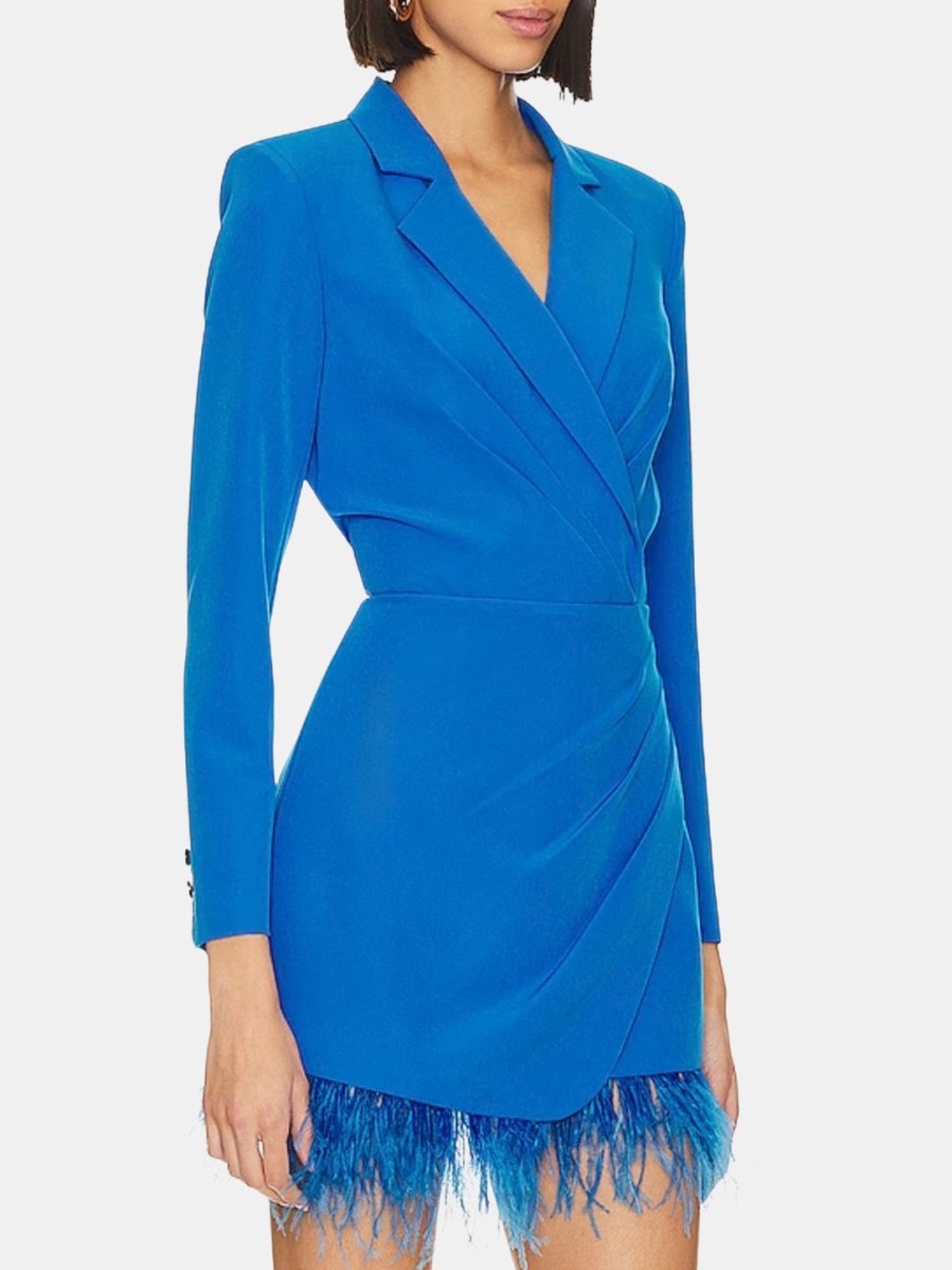 Clothing SAYLOR Mini | Cyrena Feather Suiting Mini Dress Electric Blue