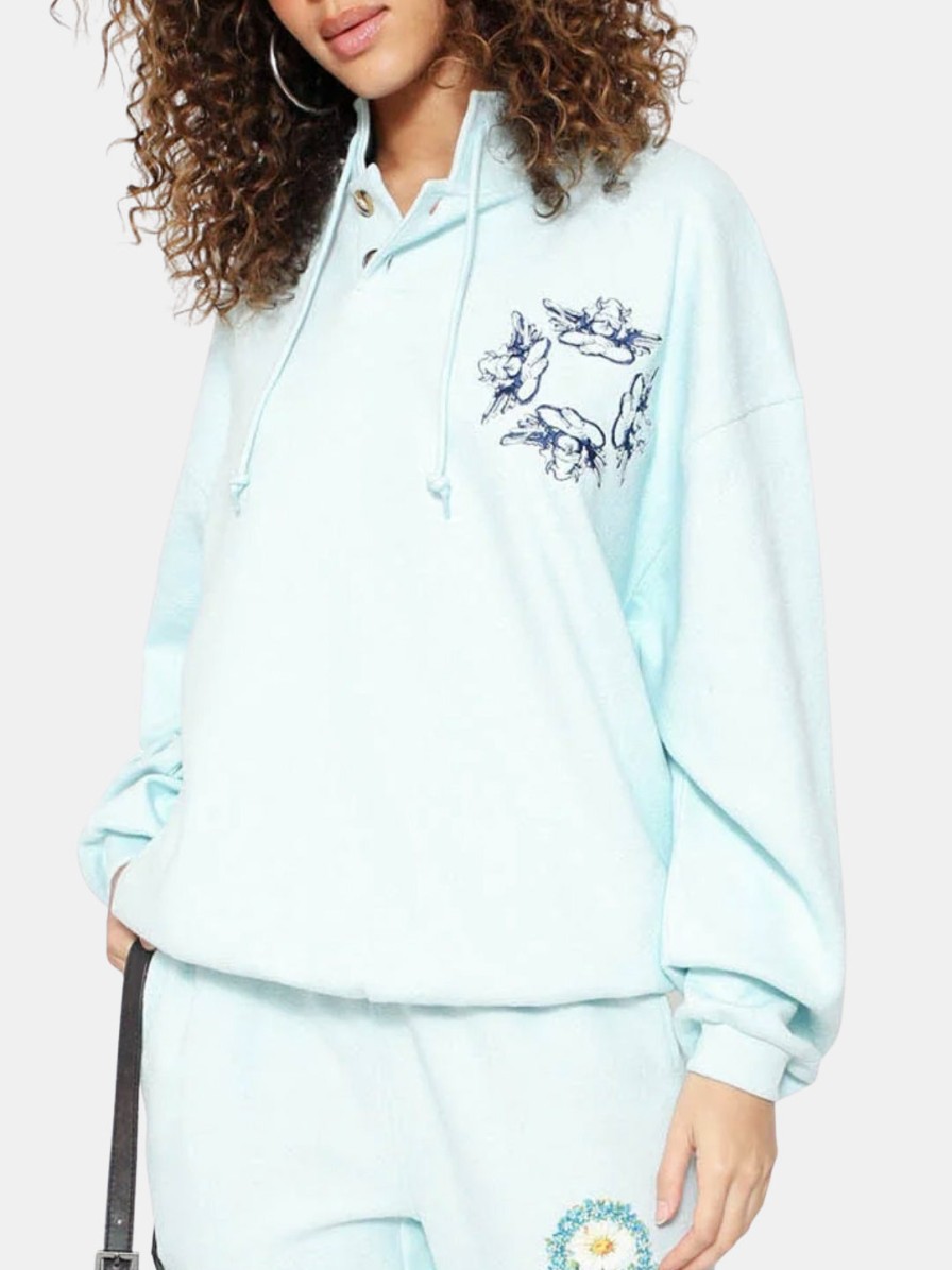 Clothing BOYS LIE | Locked In Henley Crewneck Teal