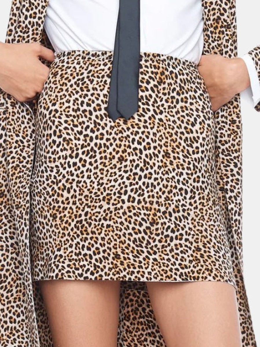 Clothing NORMA KAMALI Skirts | Side Slit Mini Skirt Bb Leopard