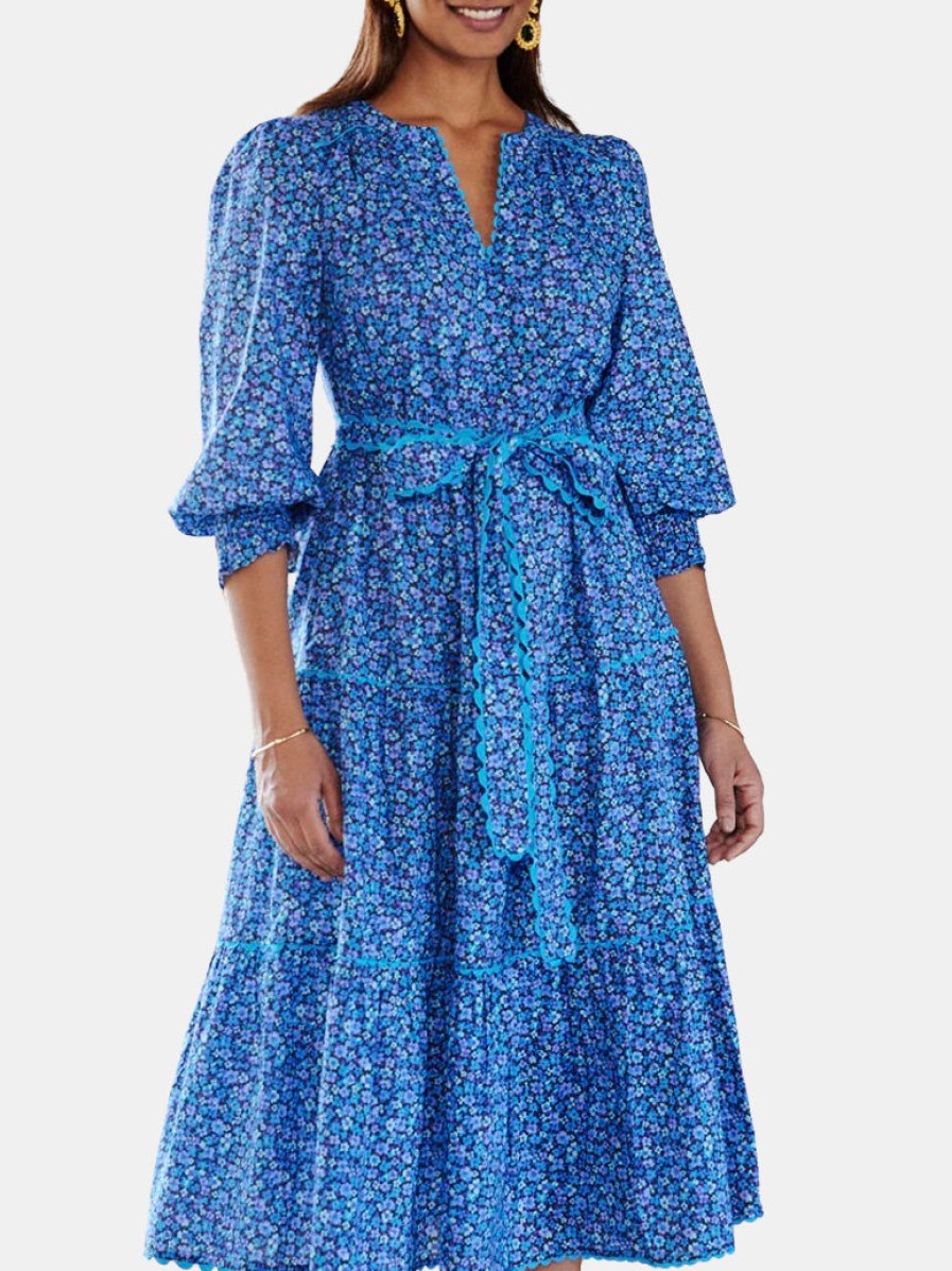 Clothing PINK CITY PRINTS Midi | Marbella Dress Violet Cosmos