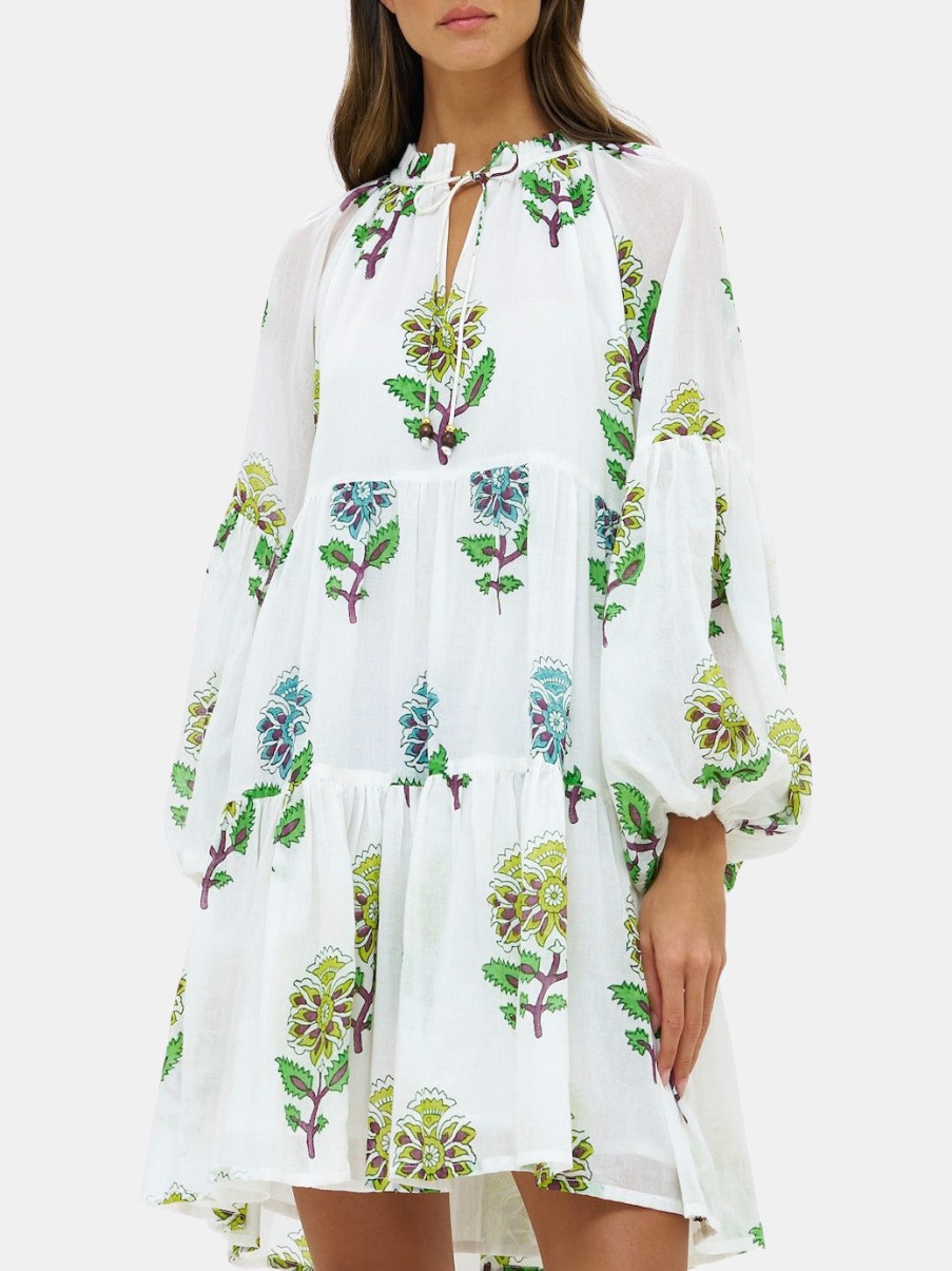 Clothing OLIPHANT Mini | Balloon Sleeve Short Dress Puglia Lime